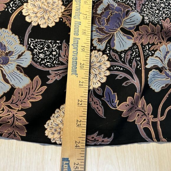 DR2 Womens S Mock Neck Dark Floral Flutter Sleeve Blouse Boho Hippie Festival - Picture 11 of 12